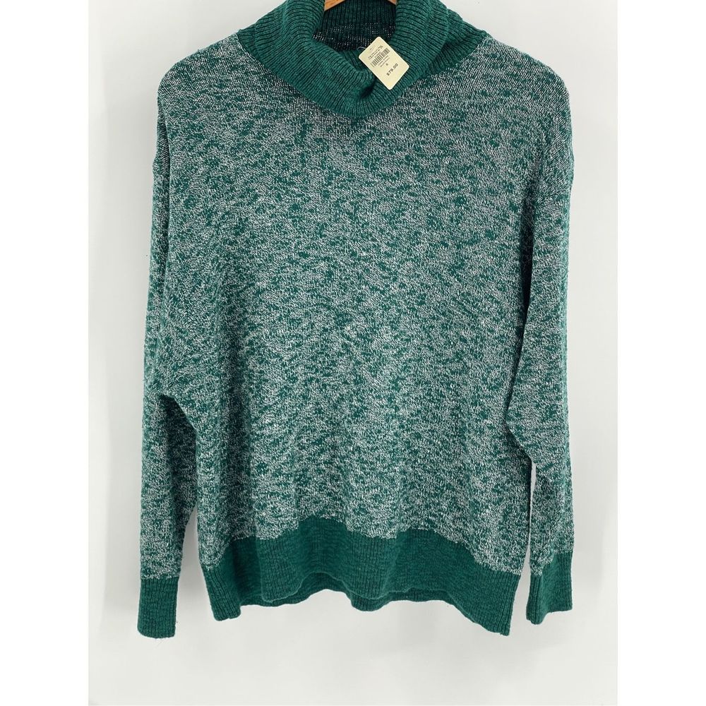 L.L. Bean Sweater Turtleneck Women’s Small Green Cotton Linen Blend Oversized